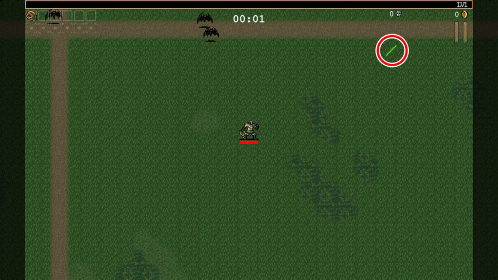 魔法の楽器の場所を指し示す緑の矢印