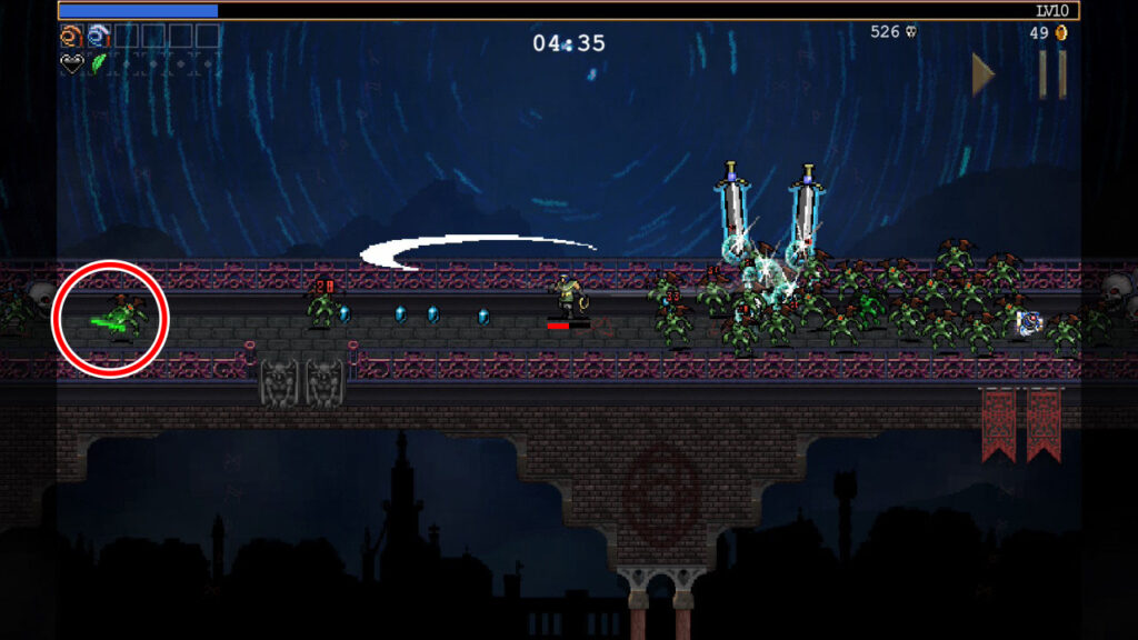 カオス・アルテマンナの位置を指し示す緑の矢印